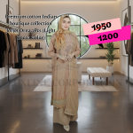 Premium cotton Indian boutique collection Jorjet Orna 3Pieces (Light Cocoa Color)