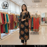 Black color flower print