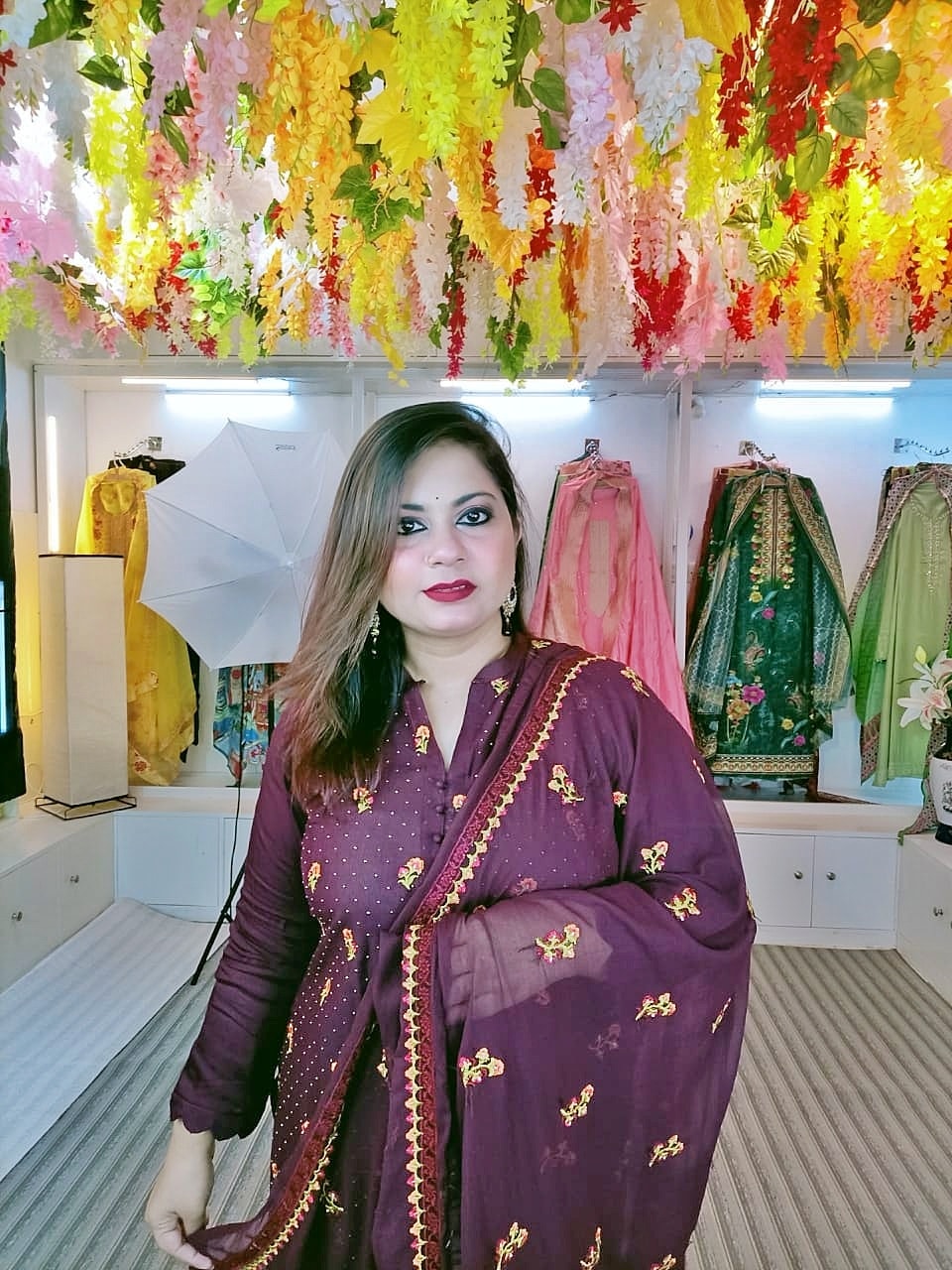 Premium Cotton Jorjet Orna Indian 3Pcs (Jam Color)